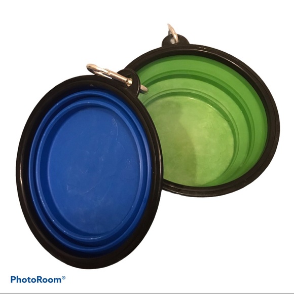 COMSUN Set of 2 Collapsible Dog Bowls / Blue and Green - Picture 2 of 6